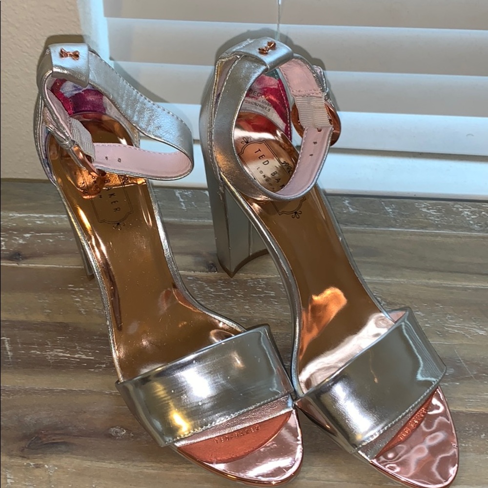 Ted Baker Silver Ankle Strap Heel